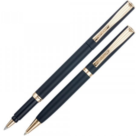 Набор Pierre Cardin коллекция ПАРА (PEN&PEN): ручка шариковая + роллер. Корпус - латунь. Отделка -стальное покрытие. Детали дизайна - позолота. Цвет - черный