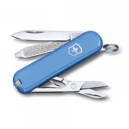 Нож-брелок VICTORINOX Classic SD Colors Summer Rain, 58 мм, 7 функций, голубой