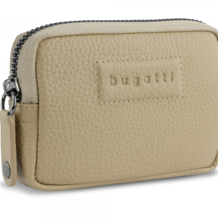 Ключница BUGATTI Elsa, с защитой данных RFID, песочного цвета, воловья кожа-полиэстер, 11х2х7 см