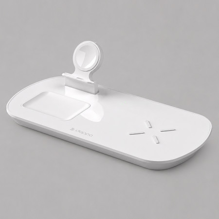 Зарядная станция 3 в 1: iPhone, Apple Watch, Airpods, беспроводная, 17,5 Вт, белая, Deppa
